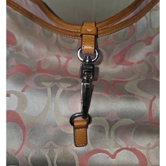 COACH Signature Canvas Shoulder Hand Bag purse with Leather Trim One Strap 7028 - Picture 2 of 12